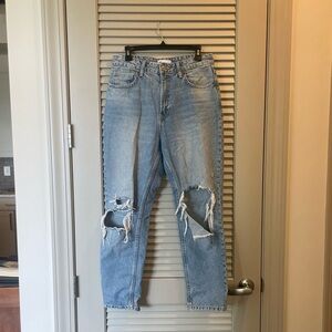 Zara Light Blue Distressed Denim Jeans